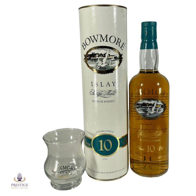 Bowmore 10 Year Old - Screen Print Bottle with Glass