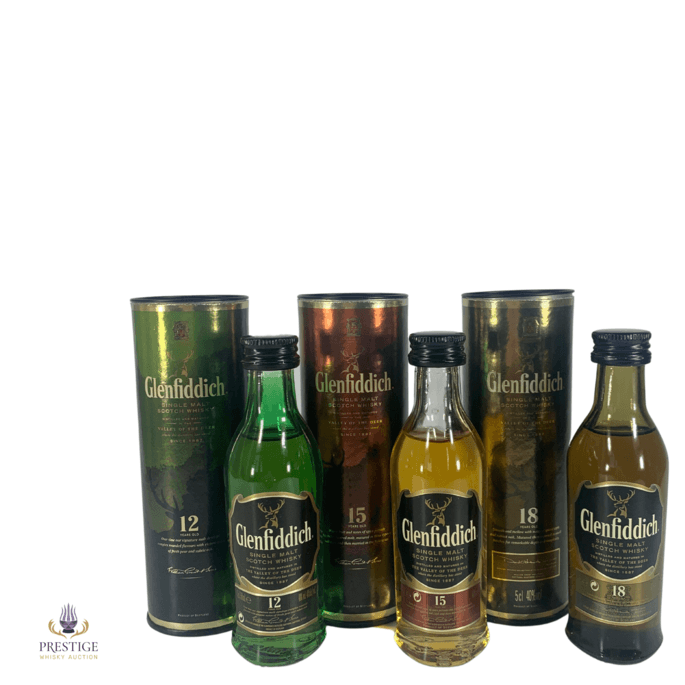 Glenfiddich Miniature Set: 12 Year Old Signature, 15 Year Old Solera Reserve, 18 Year Old Small Batch