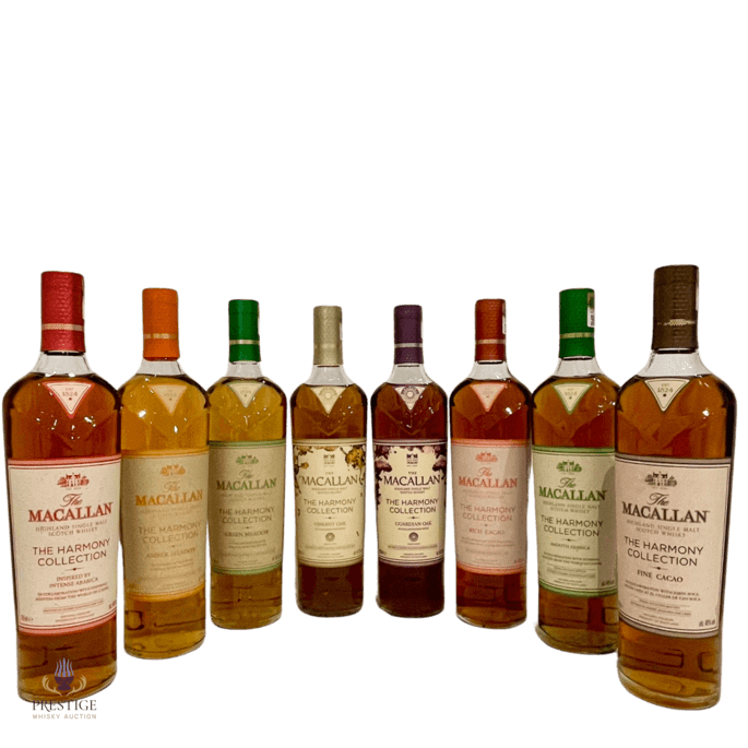 Macallan Harmony Collection x 8: Fine Cacao, Rich Cacao, Smooth Arabica, Intense Arabica, Amber Meadow, Green Meadow, Vibrant Oak & Guardian Oak