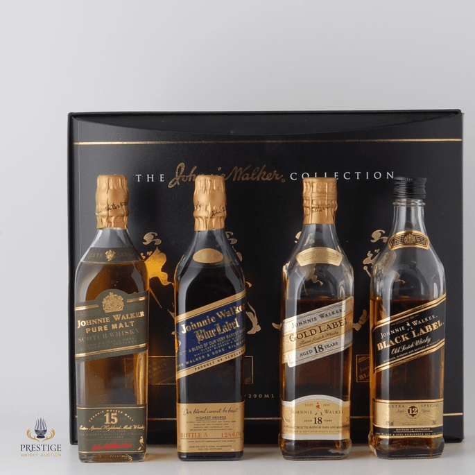 Johnnie Walker Collection Set: Pure Malt, Blue Label, Gold Label & Black Label
