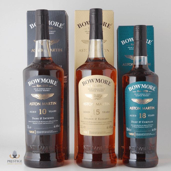 Bowmore Aston Martin Set: 10 Year Old #4, 15 Year Old #5 & 18 Year Old #6