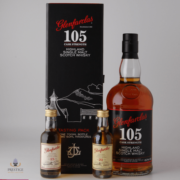 Glenfarclas 105 Cask Strength Tasting Pack with 15 & 21 Year Old Miniature