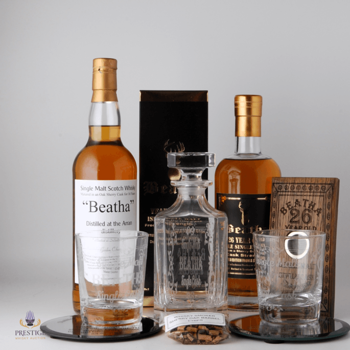 Arran 16 & 26 Year Old Single Cask - Beatha Decanter, Glass Set & Smoker