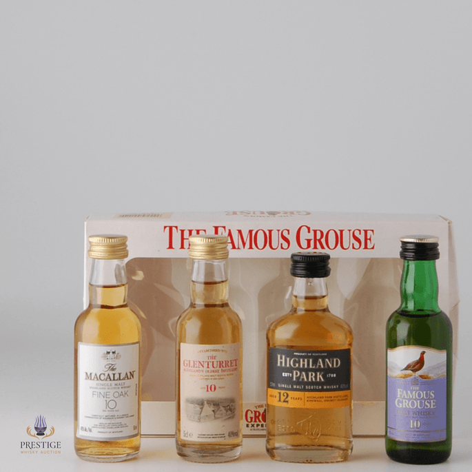 Famous Grouse Experience Set: Macallan 10 Year Old Fine Oak, Glenturret 10 Year Old, Highland Park 12 Year Old & Famous Grouse 10 Year Old 5cl